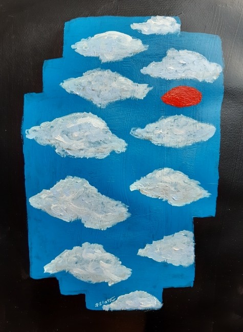 Face dans les nuages - Acrylique sur papier 30X40 cm